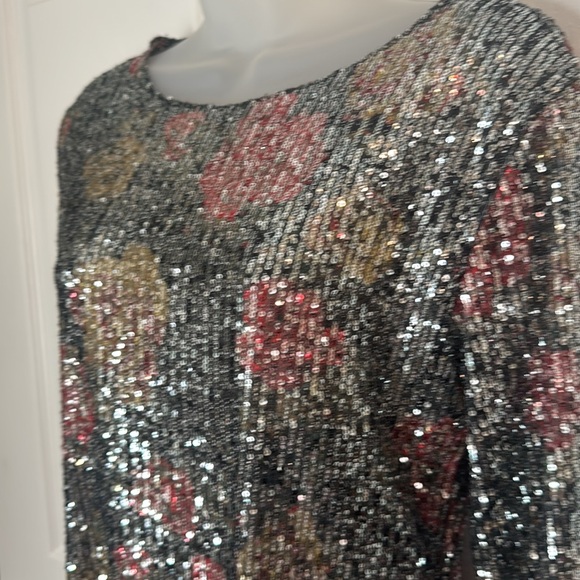 Free People intimately gold rush sequin floral long sleeve top - Picture 3 of 7